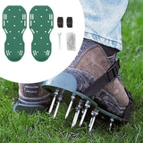 Maxbell Yard Aerator Shoes Adjustable Strap Nails Lawn Sandals for Yard Patio Gardens Green