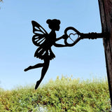 Maxbell Fairy Silhouette Ornament Wall Art Metal Silhouette for Fence Home Farmhouse