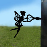 Maxbell Fairy Silhouette Ornament Wall Art Metal Silhouette for Fence Home Farmhouse