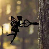 Maxbell Fairy Silhouette Ornament Wall Art Metal Silhouette for Fence Home Farmhouse