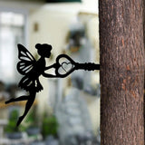 Maxbell Fairy Silhouette Ornament Wall Art Metal Silhouette for Fence Home Farmhouse