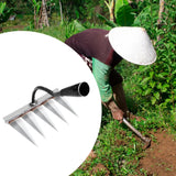 Maxbell Garden Hand Rake Metal Weeding Rake for Loosening Planting Farm Tilling Soil 16.5x13.5x28cm with 4 Tines