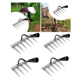 Maxbell Garden Hand Rake Metal Weeding Rake for Loosening Planting Farm Tilling Soil 16.5x13.5x28cm with 4 Tines