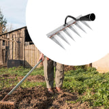Maxbell Garden Hand Rake Metal Weeding Rake for Loosening Planting Farm Tilling Soil 24.2x13.5x28cm with 6 Tines