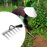 Maxbell Garden Hand Rake Metal Weeding Rake for Loosening Planting Farm Tilling Soil 24.2x13.5x28cm with 6 Tines