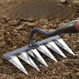 Maxbell Garden Hand Rake Metal Weeding Rake for Loosening Planting Farm Tilling Soil 24.2x13.5x28cm with 6 Tines
