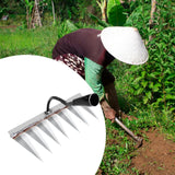 Maxbell Garden Hand Rake Metal Weeding Rake for Loosening Planting Farm Tilling Soil 28.1x13.5x28cm with 7 Tines