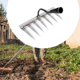 Maxbell Garden Hand Rake Metal Weeding Rake for Loosening Planting Farm Tilling Soil 28.1x13.5x28cm with 7 Tines