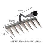 Maxbell Garden Hand Rake Metal Weeding Rake for Loosening Planting Farm Tilling Soil 28.1x13.5x28cm with 7 Tines