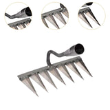 Maxbell Garden Hand Rake Metal Weeding Rake for Loosening Planting Farm Tilling Soil 28.1x13.5x28cm with 7 Tines