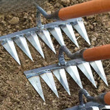 Maxbell Garden Hand Rake Metal Weeding Rake for Loosening Planting Farm Tilling Soil 28.1x13.5x28cm with 7 Tines