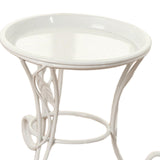 Maxbell Plant Stand Detachable Tray Flower Pot Holder Stand for Patio Balcony Office White