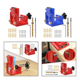 Maxbell Pocket Hole Jig Set Portable Aluminum Alloy Pocket Dowel Hole Jig System Set Red