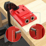 Maxbell Pocket Hole Jig Set Portable Aluminum Alloy Pocket Dowel Hole Jig System Set Red