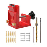 Maxbell Pocket Hole Jig Set Portable Aluminum Alloy Pocket Dowel Hole Jig System Set Red