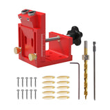 Maxbell Pocket Hole Jig Set Portable Aluminum Alloy Pocket Dowel Hole Jig System Set Red