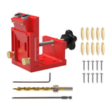Maxbell Pocket Hole Jig Set Portable Aluminum Alloy Pocket Dowel Hole Jig System Set Red