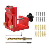 Maxbell Pocket Hole Jig Set Portable Aluminum Alloy Pocket Dowel Hole Jig System Set Red