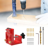 Maxbell Pocket Hole Jig Set Portable Aluminum Alloy Pocket Dowel Hole Jig System Set Red