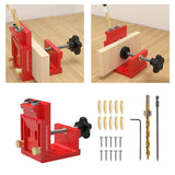 Maxbell Pocket Hole Jig Set Portable Aluminum Alloy Pocket Dowel Hole Jig System Set Red