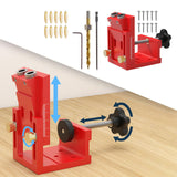 Maxbell Pocket Hole Jig Set Portable Aluminum Alloy Pocket Dowel Hole Jig System Set Red