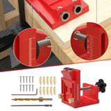 Maxbell Pocket Hole Jig Set Portable Aluminum Alloy Pocket Dowel Hole Jig System Set Red