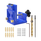 Maxbell Pocket Hole Jig Set Portable Aluminum Alloy Pocket Dowel Hole Jig System Set Blue