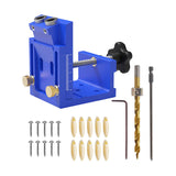 Maxbell Pocket Hole Jig Set Portable Aluminum Alloy Pocket Dowel Hole Jig System Set Blue