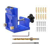 Maxbell Pocket Hole Jig Set Portable Aluminum Alloy Pocket Dowel Hole Jig System Set Blue
