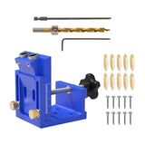 Maxbell Pocket Hole Jig Set Portable Aluminum Alloy Pocket Dowel Hole Jig System Set Blue