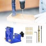 Maxbell Pocket Hole Jig Set Portable Aluminum Alloy Pocket Dowel Hole Jig System Set Blue