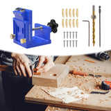 Maxbell Pocket Hole Jig Set Portable Aluminum Alloy Pocket Dowel Hole Jig System Set Blue