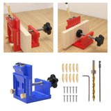 Maxbell Pocket Hole Jig Set Portable Aluminum Alloy Pocket Dowel Hole Jig System Set Blue