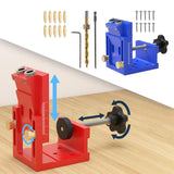 Maxbell Pocket Hole Jig Set Portable Aluminum Alloy Pocket Dowel Hole Jig System Set Blue