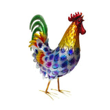 Maxbell Rooster Statue Crafts Metal Figurine for Office Fireplace Table Centerpieces Blue