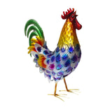 Maxbell Rooster Statue Crafts Metal Figurine for Office Fireplace Table Centerpieces Blue
