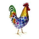 Maxbell Rooster Statue Crafts Metal Figurine for Office Fireplace Table Centerpieces Blue