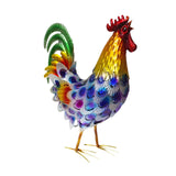 Maxbell Rooster Statue Crafts Metal Figurine for Office Fireplace Table Centerpieces Blue