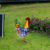 Maxbell Rooster Statue Crafts Metal Figurine for Office Fireplace Table Centerpieces Blue