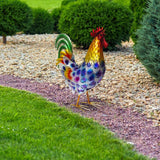 Maxbell Rooster Statue Crafts Metal Figurine for Office Fireplace Table Centerpieces Blue