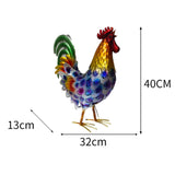 Maxbell Rooster Statue Crafts Metal Figurine for Office Fireplace Table Centerpieces Blue