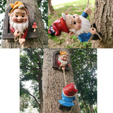 Maxbell Climbing Garden Gnome Figurines Cute Friends Gift for Tabletop Outdoor Porch