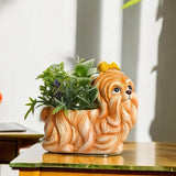 Maxbell Dog Figurine Flower Pot Creative Tabletop Ornament for Bedroom Office Garden