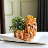 Maxbell Dog Figurine Flower Pot Creative Tabletop Ornament for Bedroom Office Garden