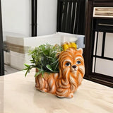 Maxbell Dog Figurine Flower Pot Creative Tabletop Ornament for Bedroom Office Garden