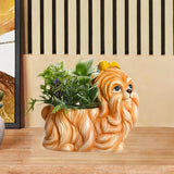 Maxbell Dog Figurine Flower Pot Creative Tabletop Ornament for Bedroom Office Garden