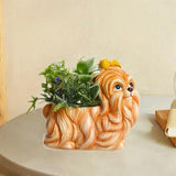 Maxbell Dog Figurine Flower Pot Creative Tabletop Ornament for Bedroom Office Garden