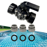 Maxbell 3 Way Diverter Valve Replacement Slip Valve for Garden Pond Pool Accessories Black