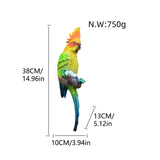 Maxbell Parrot Figurine Bird Statue Tree Ornament for Farmhouse Decor 3.9x5.1x15inch Left Side