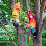 Maxbell Parrot Figurine Bird Statue Tree Ornament for Farmhouse Decor 3.9x5.1x15inch Left Side